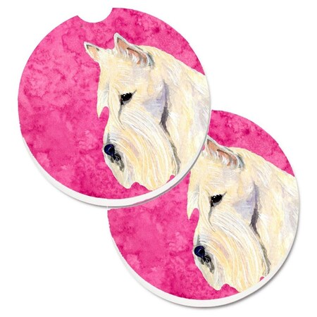 Carolines Treasures Pink Wheaten Scottish Terrier  Cup Holder Car Coaster, PK2 SS4806-PKCARC